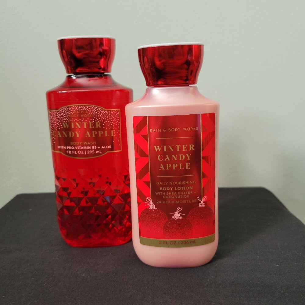 Bath and Body Works Winter Candy Apple 2 pc Set Lotion and Body Wash NWT